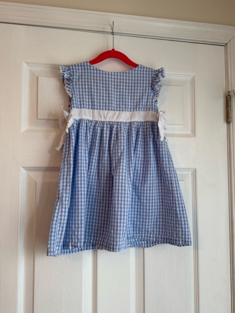 Girls Light Blue Gingham Dress with White Sash
